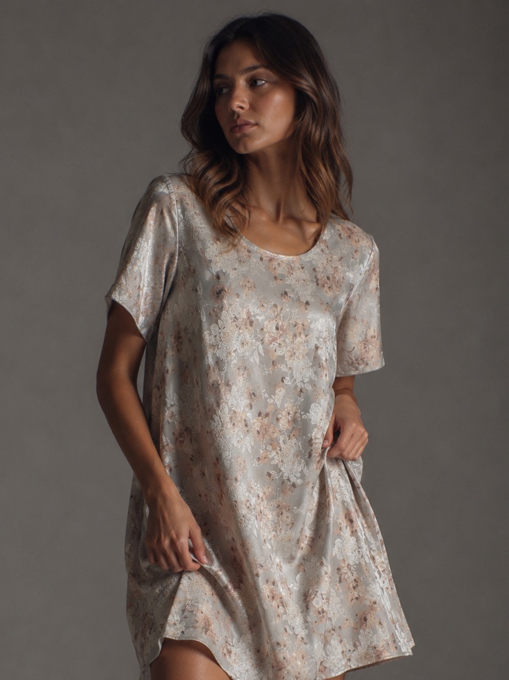 Fashion Bug Satin Floral Swing Dress Plus Size 24
